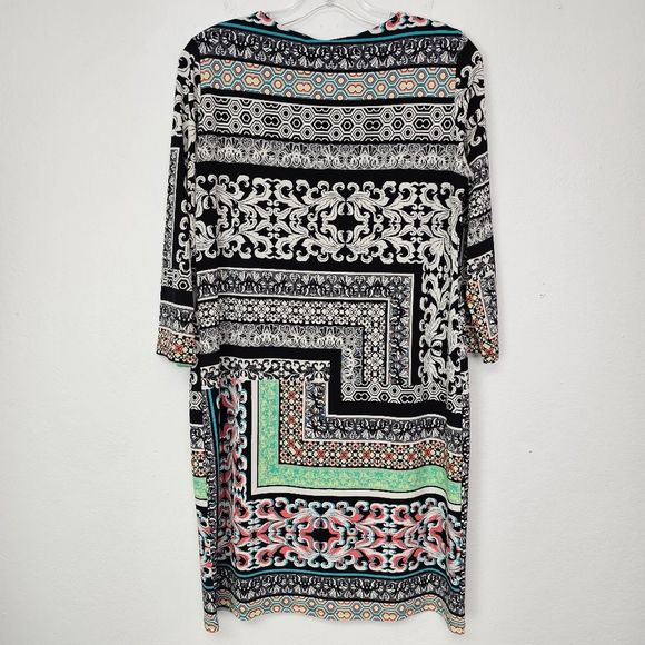 Tiana B. Dress Multicolor Geometric Print Keyhole Neck Shift Sz M Artsy - Picture 7 of 10